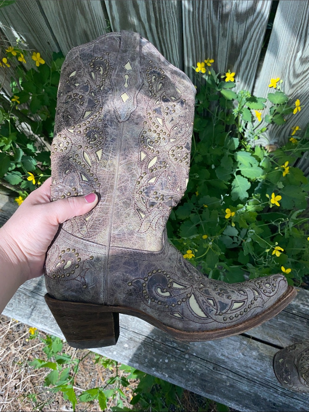 Corral Vintage Bronze Studded A1098 Women’s Cowboy Boots Size 8 READ DESCRIPTION - Picture 13 of 16